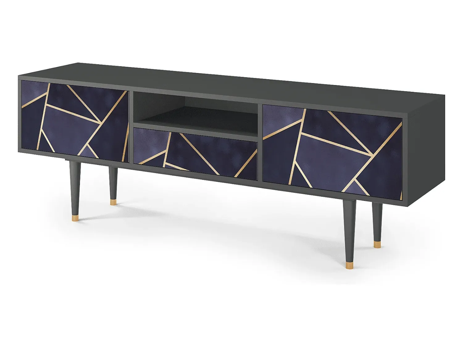 Móvel De Tv* Mueble de TV - 170х59х41 cm - T6 - The Amethyst, Antracite Cinza antracite