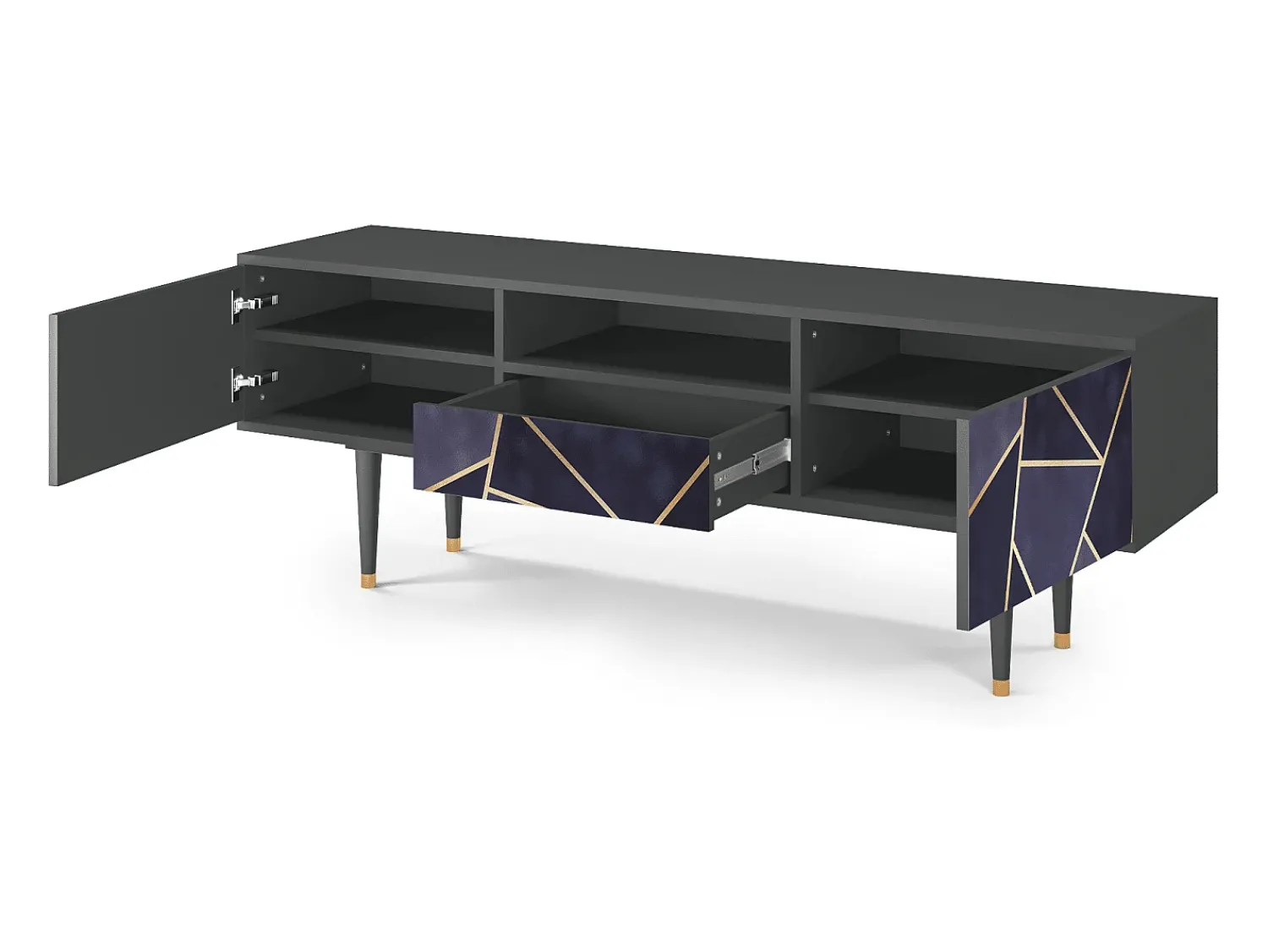 Móvel De Tv* Mueble de TV - 170х59х41 cm - T6 - The Amethyst, Antracite Cinza antracite