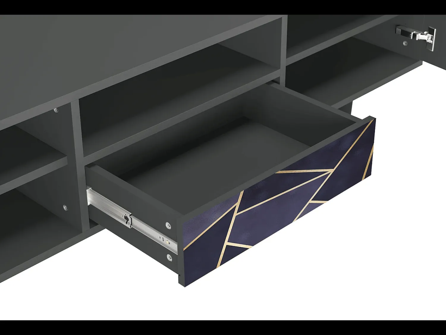 Móvel De Tv* Mueble de TV - 170х59х41 cm - T6 - The Amethyst, Antracite Cinza antracite