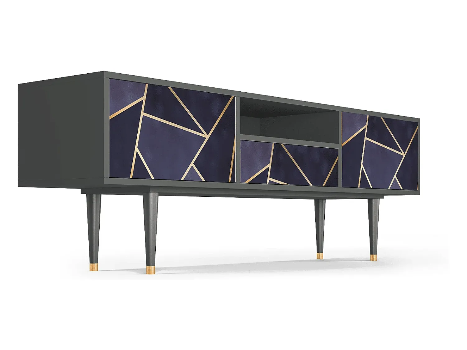 Móvel De Tv* Mueble de TV - 170х59х41 cm - T6 - The Amethyst, Antracite Cinza antracite