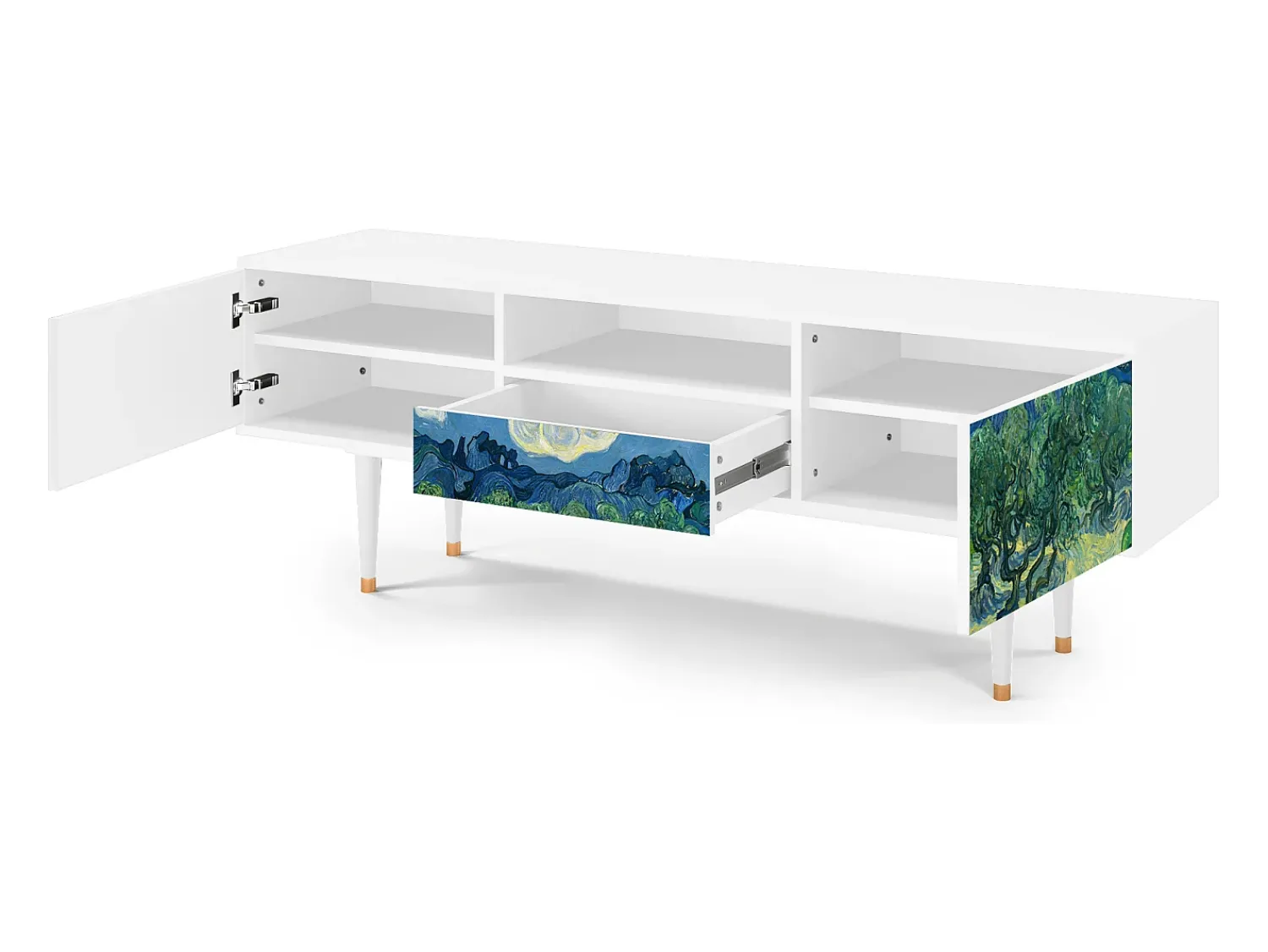 Móvel De Tv| Mueble de TV - 170х59х41 cm - T6 - The Oil Trees, Branco Bege