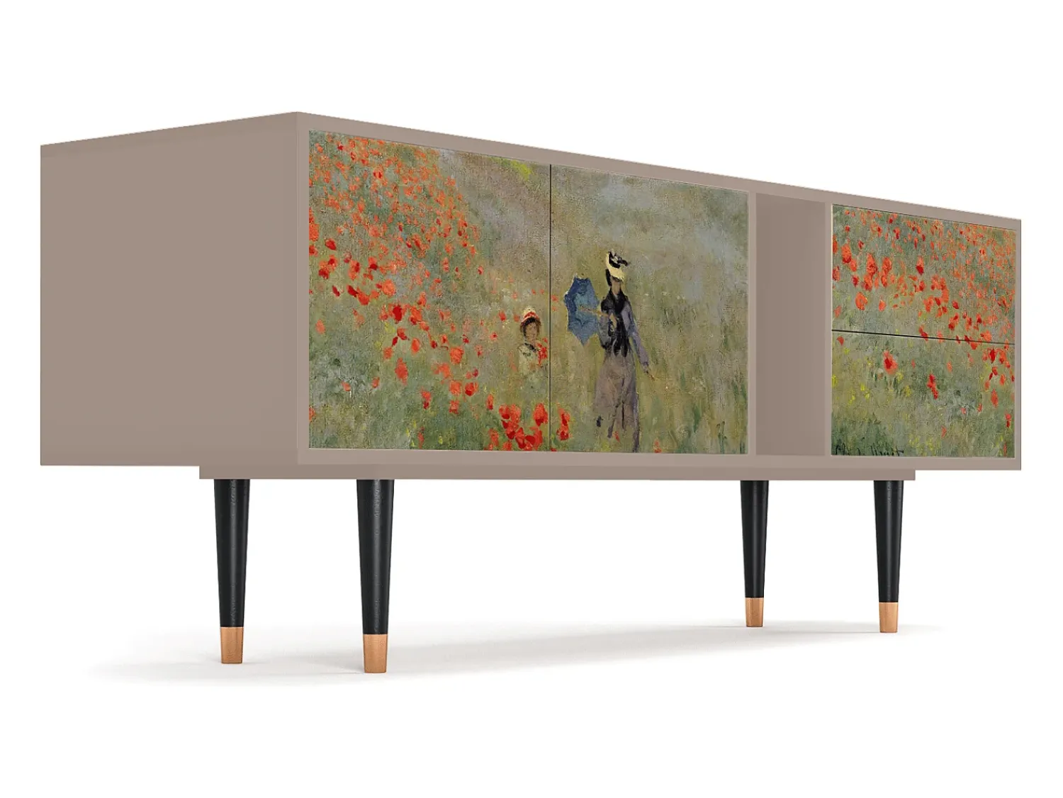 Móvel De Tv| Mueble de TV - 170х69х48 cm - T1 - The Poppy Field , Latte Bege