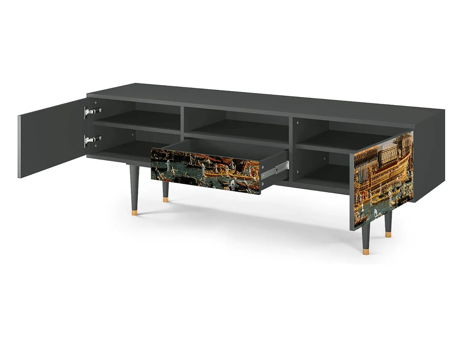 Mueble de TV - 170х59х41 cm - T6 - The Bucintoro, Antracite^ Móvel De Tv