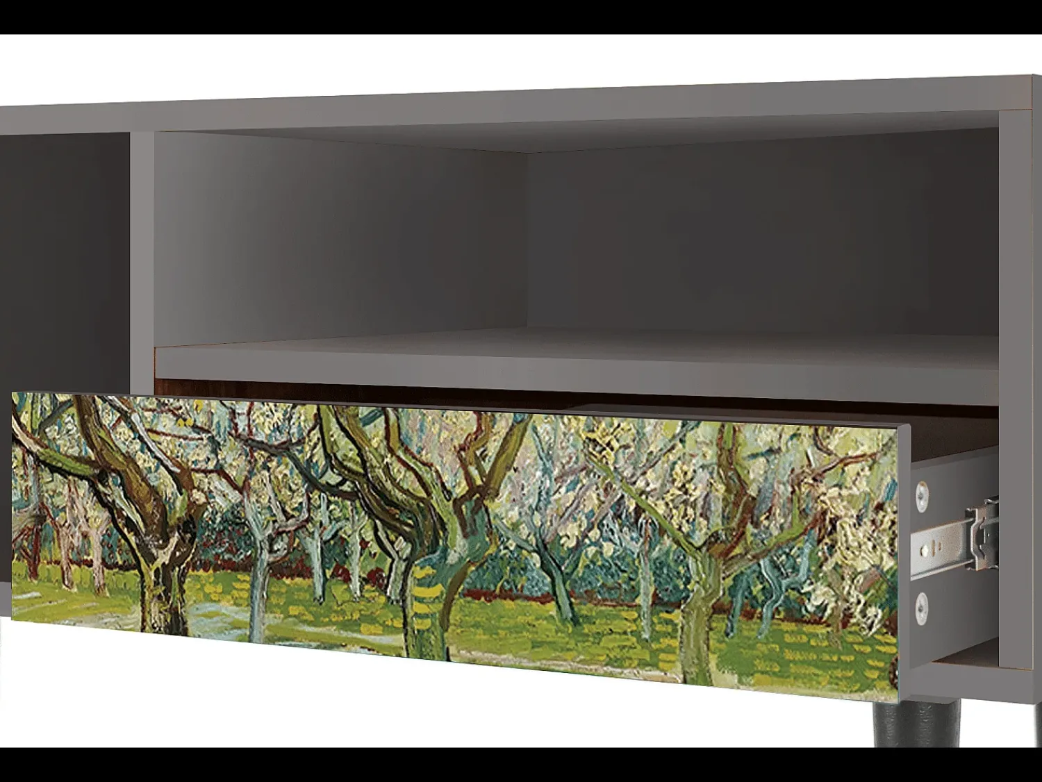 Móvel De Tv| Mueble de TV - 115х59х48 cm - T3 - The Branco Orchard, Cinza Cinzento
