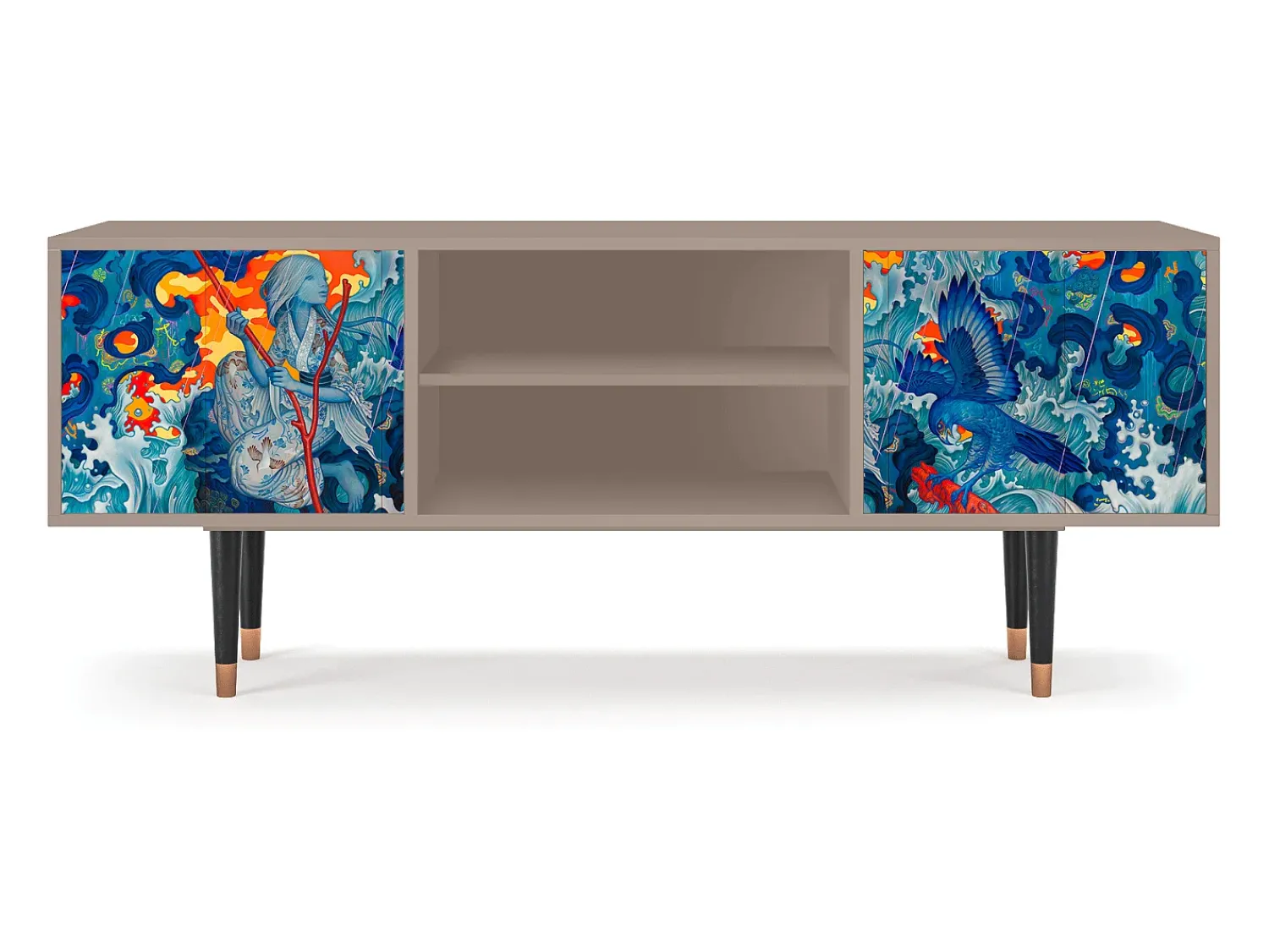 Hot Mueble de TV - 170х69х48 cm - T2 - The Girl - James Jean, Latte Bege