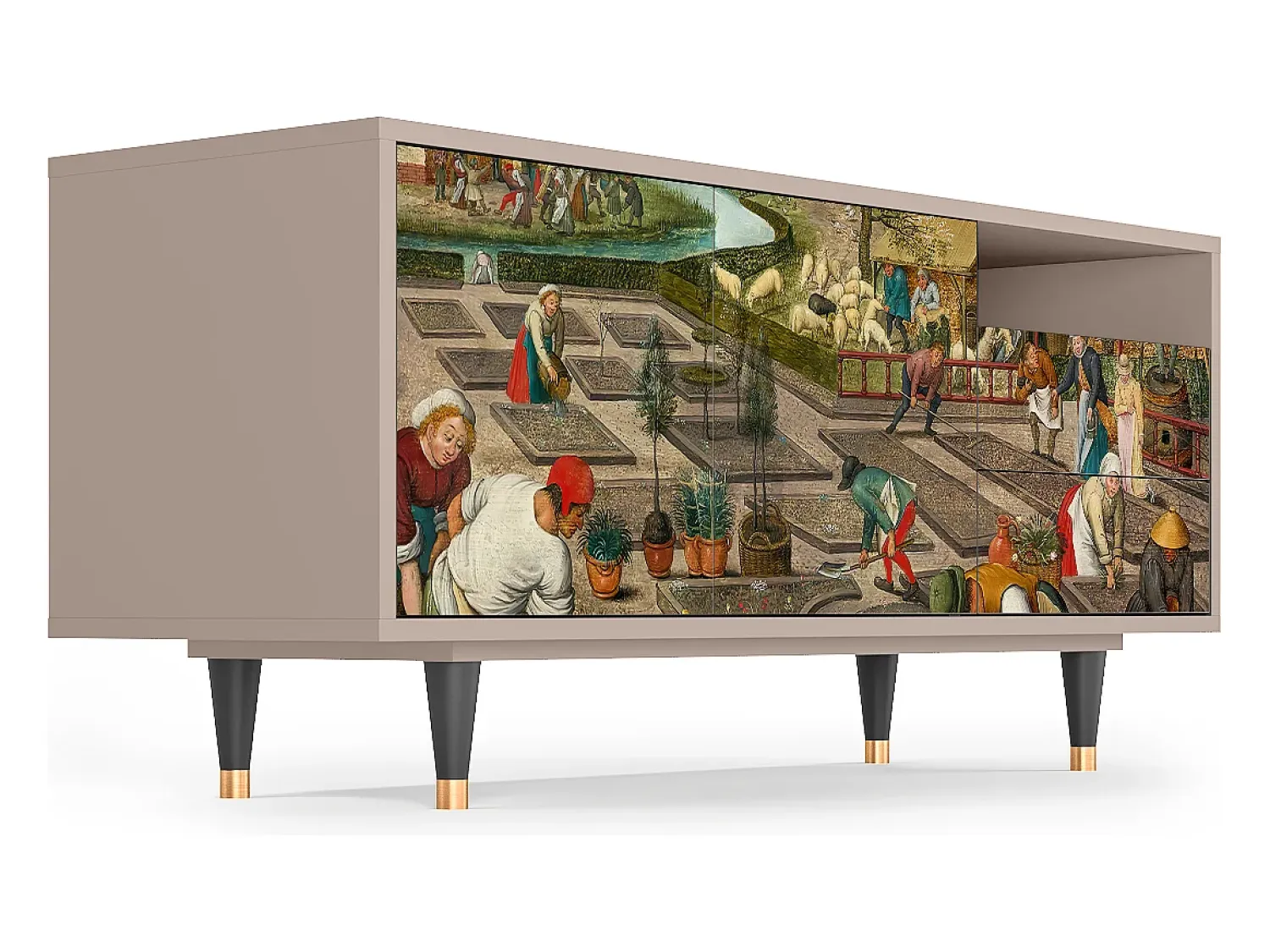 Móvel De Tv* Mueble de TV - 125х56х41 cm - T7 - The Younger - Spring, Latte Bege