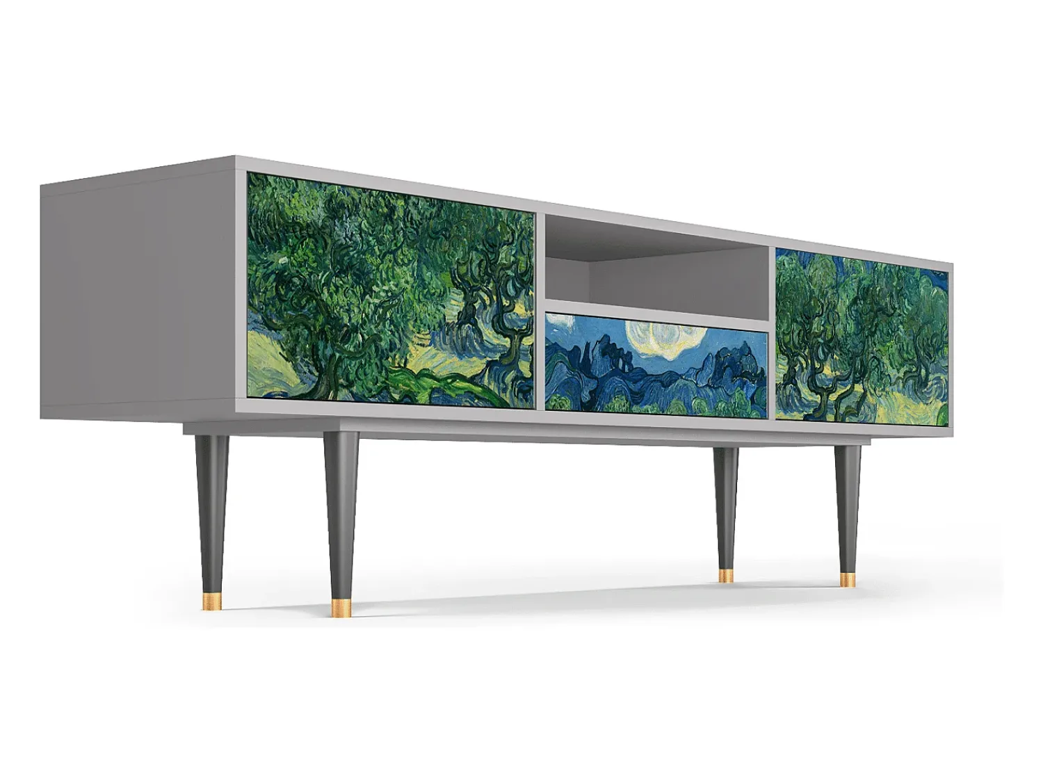 Outlet Mueble de TV - 170х59х41 cm - T6 - The Oil Trees, Cinza Cinzento