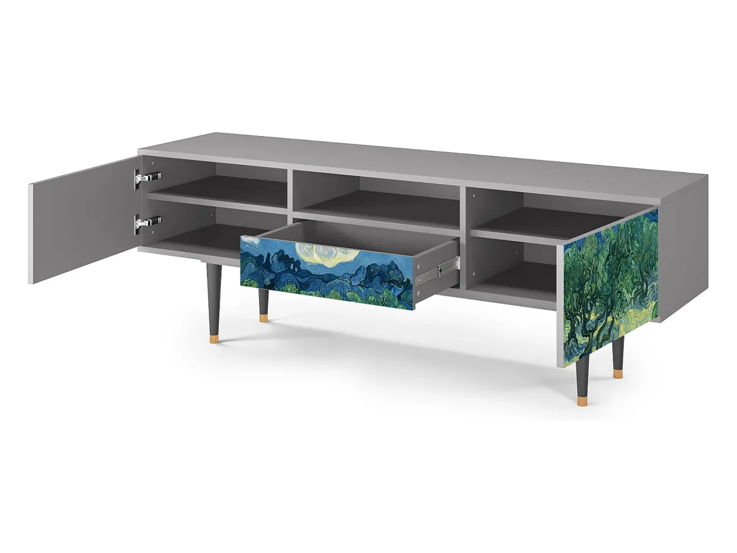 Outlet Mueble de TV - 170х59х41 cm - T6 - The Oil Trees, Cinza Cinzento