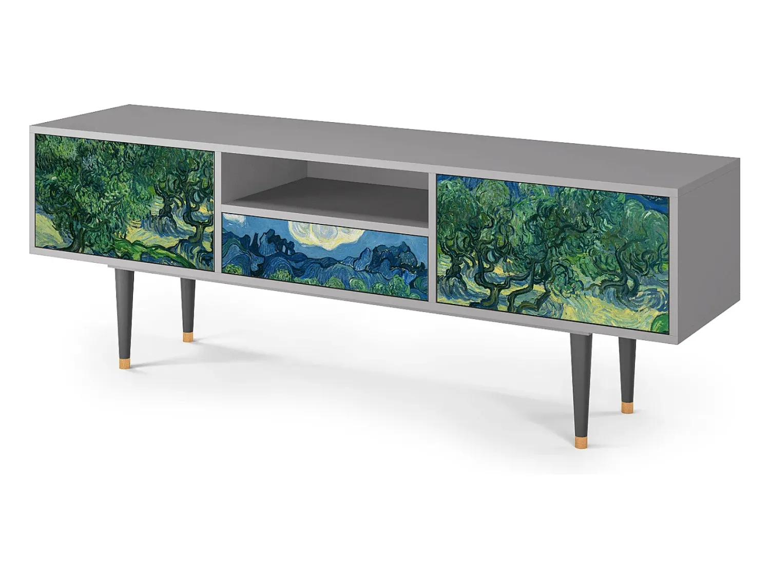 Outlet Mueble de TV - 170х59х41 cm - T6 - The Oil Trees, Cinza Cinzento