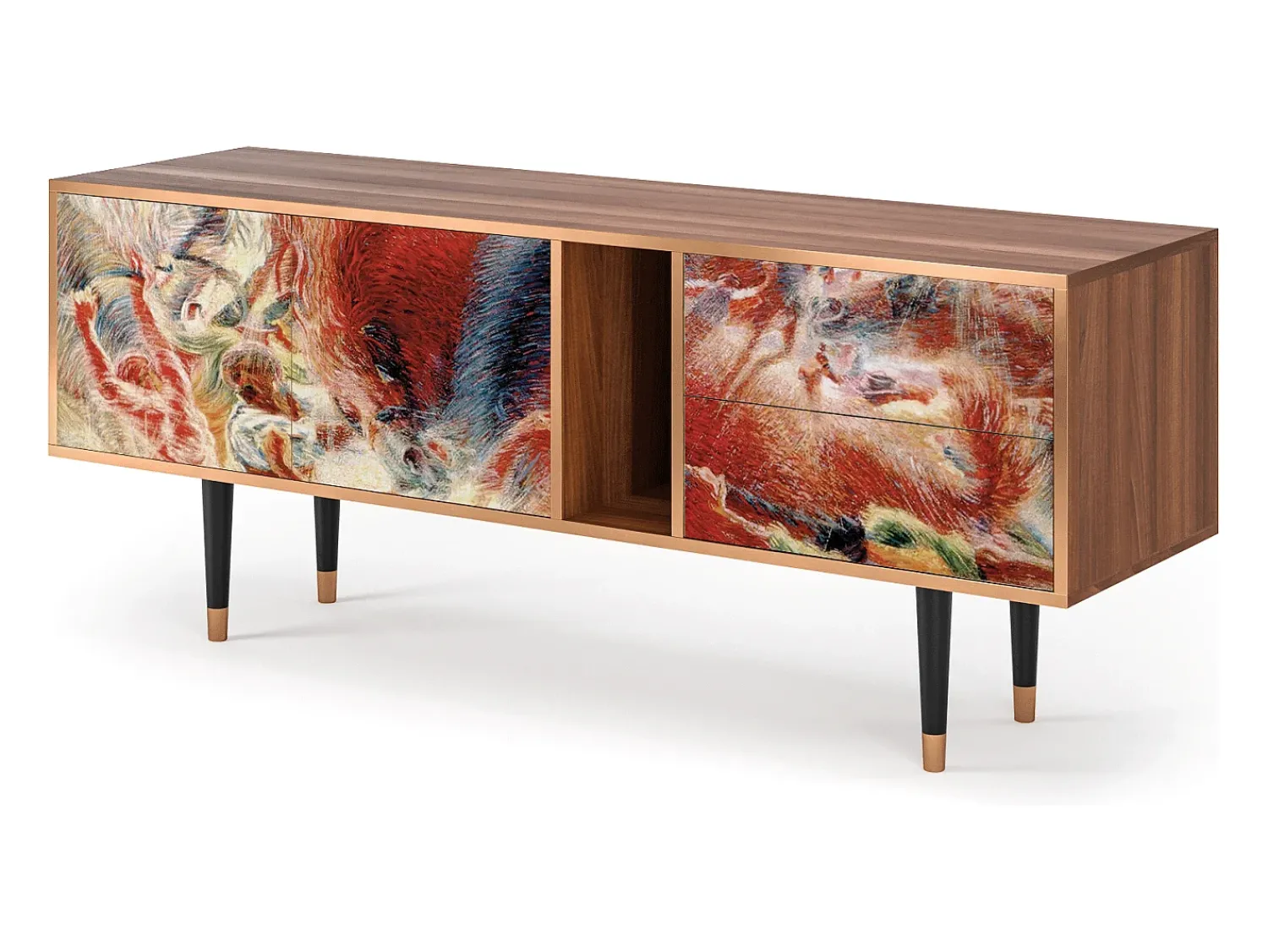 Móvel De Tv* Mueble de TV - 170х69х48 cm - T1 - The City Rises, Nogueira Castanho