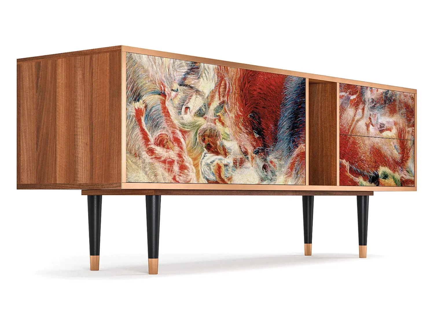 Móvel De Tv* Mueble de TV - 170х69х48 cm - T1 - The City Rises, Nogueira Castanho