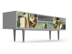 Móvel De Tv| Mueble de TV - 170х59х41 cm - T6 - The Cubist Paintings , Cinza Cinzento