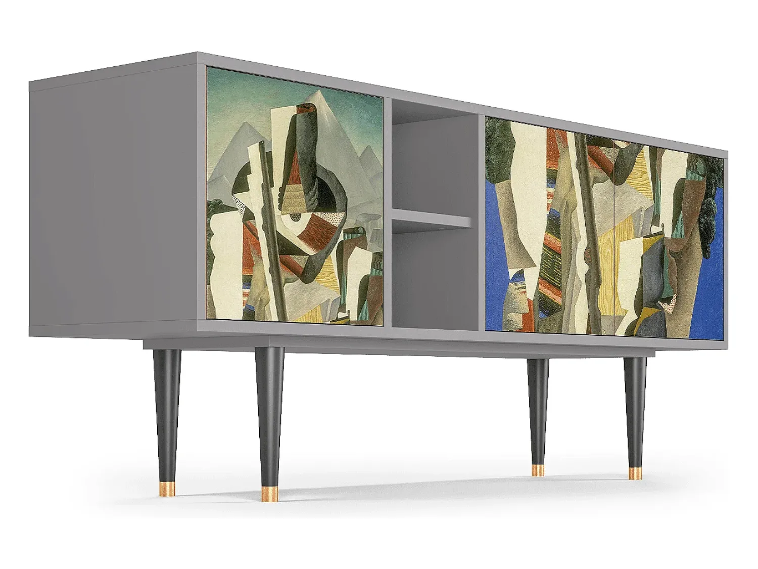 Best Mueble de TV - 150х69х41 cm - T5 - The Cubist Paintings , Cinza Cinzento