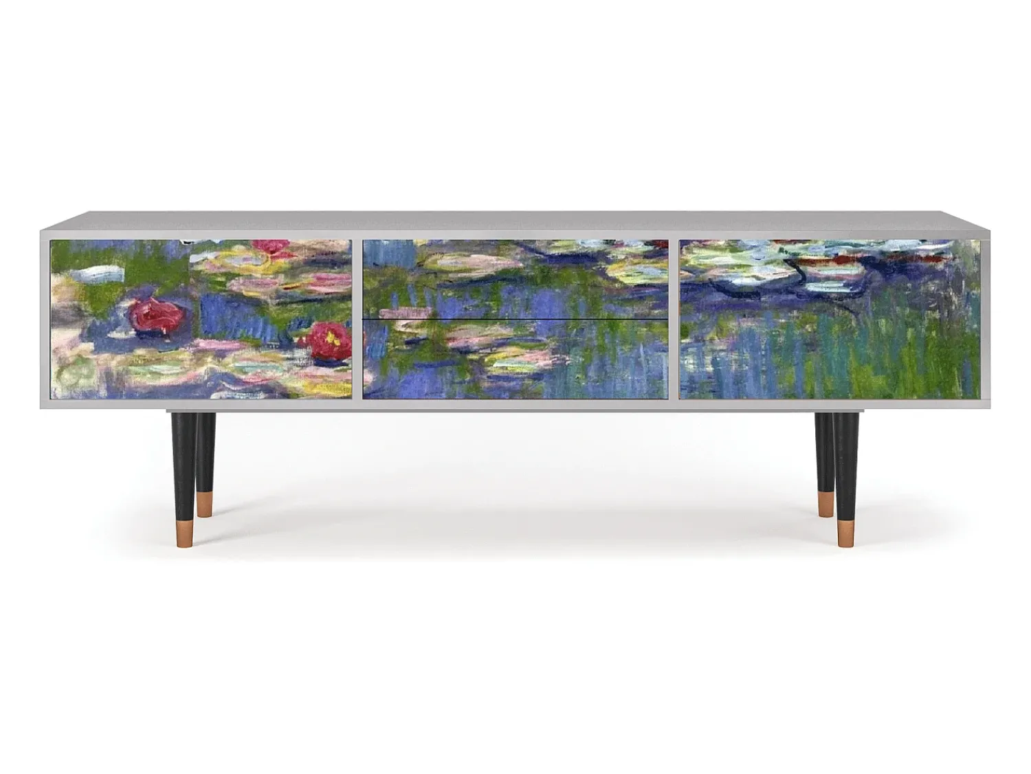 Móvel De Tv* Mueble de TV - 170х59х48 cm - T4 - The water lily pond , Cinza Cinzento