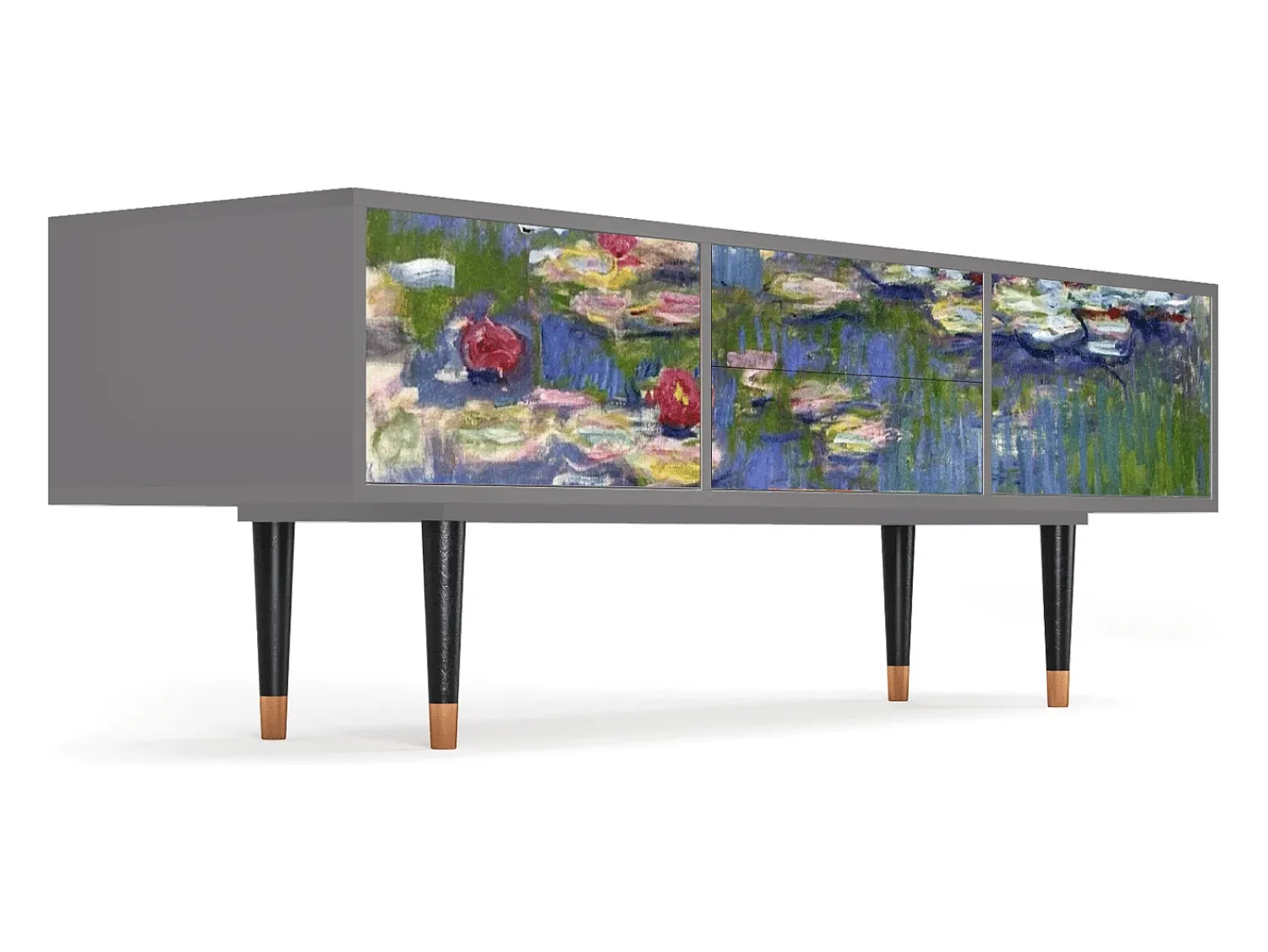 Móvel De Tv* Mueble de TV - 170х59х48 cm - T4 - The water lily pond , Cinza Cinzento