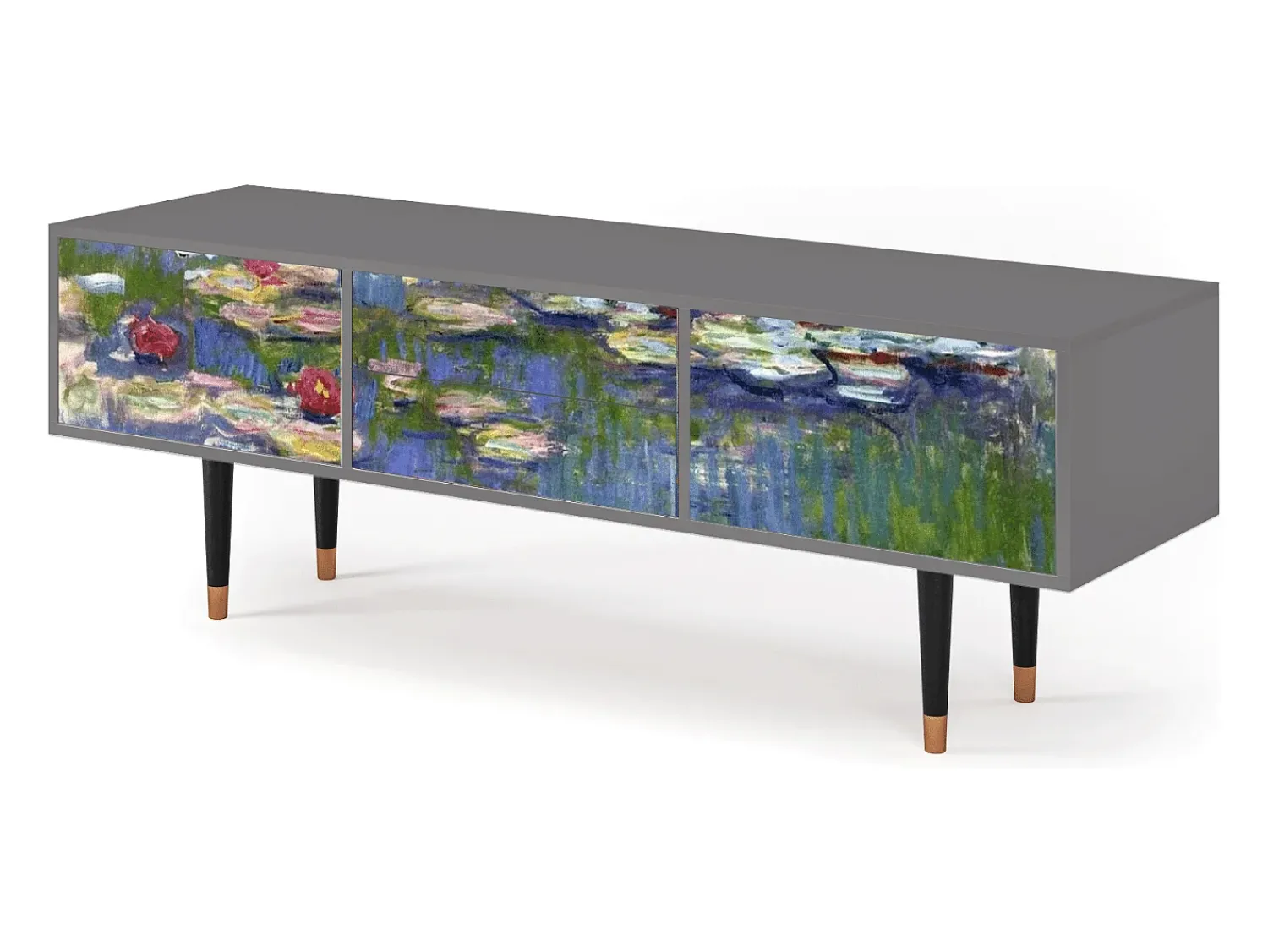 Móvel De Tv* Mueble de TV - 170х59х48 cm - T4 - The water lily pond , Cinza Cinzento