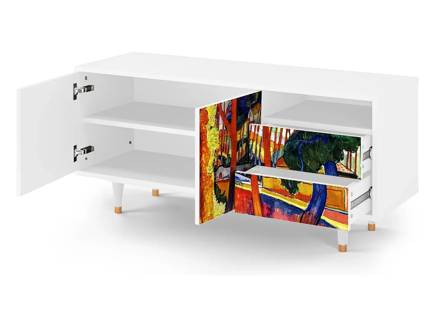 Mueble de TV - 125х56х41 cm - T7 - The Turning Road, Branco^ Móvel De Tv
