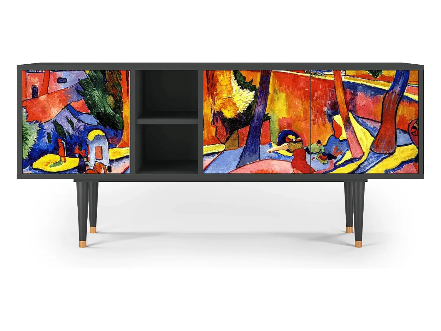 Móvel De Tv| Mueble de TV - 150х69х41 cm - T5 - The Turning Road, Antracite Cinza antracite