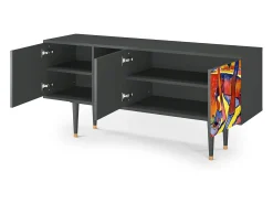 Móvel De Tv| Mueble de TV - 150х69х41 cm - T5 - The Turning Road, Antracite Cinza antracite