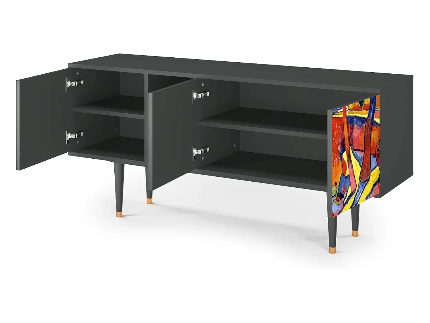 Móvel De Tv| Mueble de TV - 150х69х41 cm - T5 - The Turning Road, Antracite Cinza antracite