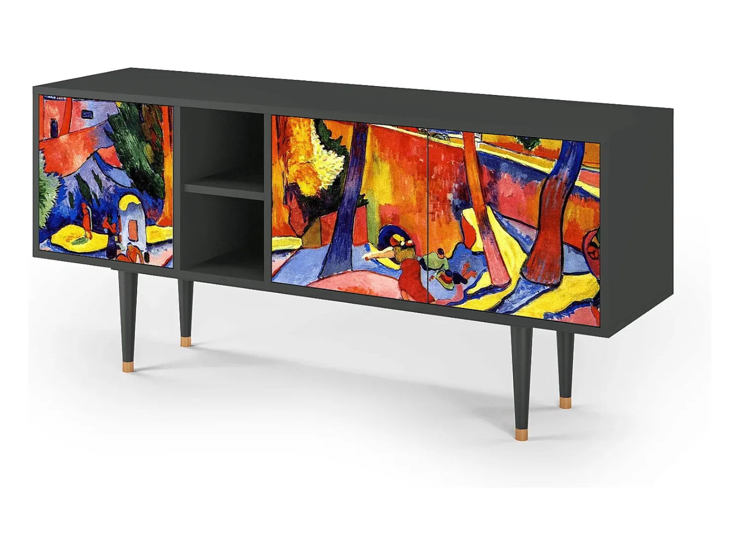 Móvel De Tv| Mueble de TV - 150х69х41 cm - T5 - The Turning Road, Antracite Cinza antracite