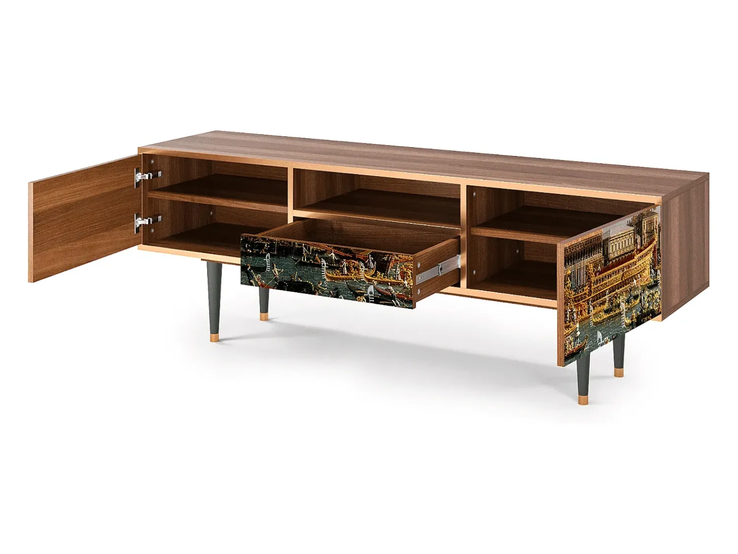 Móvel De Tv| Mueble de TV - 170х59х41 cm - T6 - The Bucintoro, Nogueira Castanho
