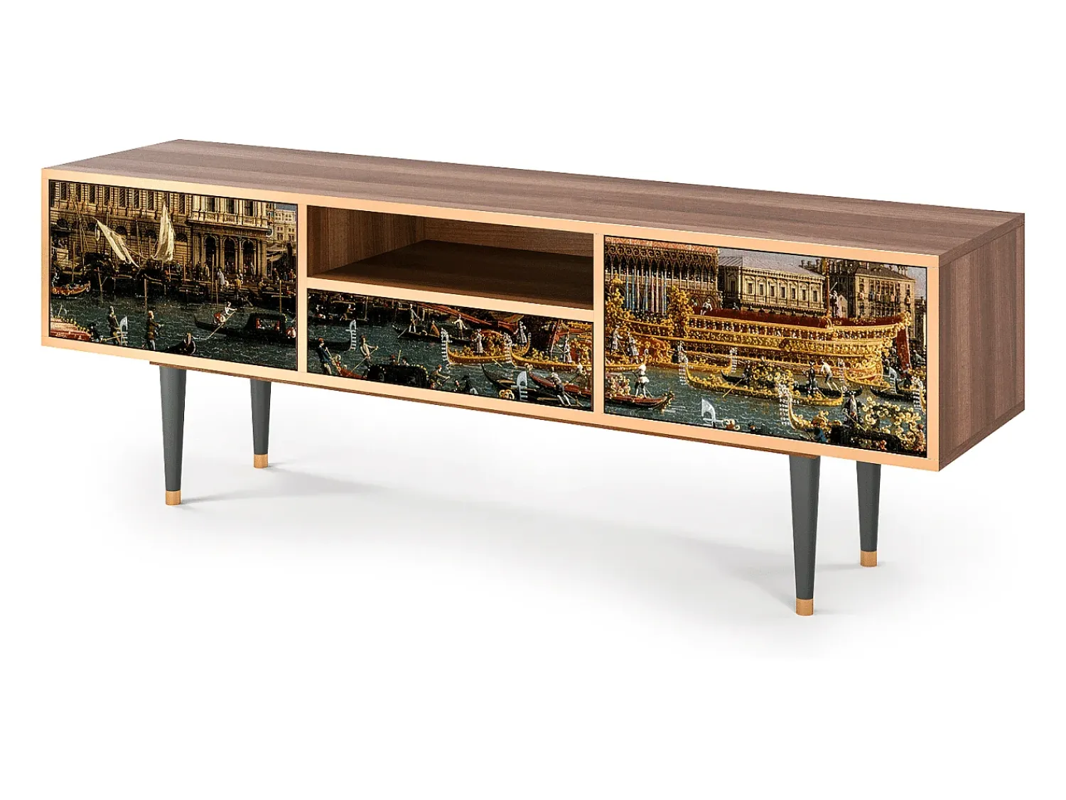 Móvel De Tv| Mueble de TV - 170х59х41 cm - T6 - The Bucintoro, Nogueira Castanho