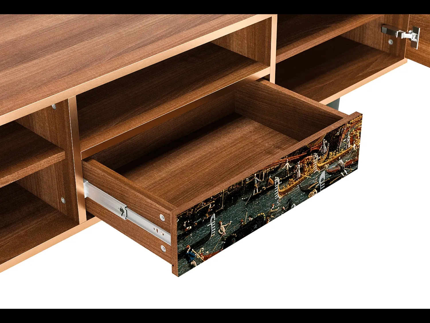 Móvel De Tv| Mueble de TV - 170х59х41 cm - T6 - The Bucintoro, Nogueira Castanho
