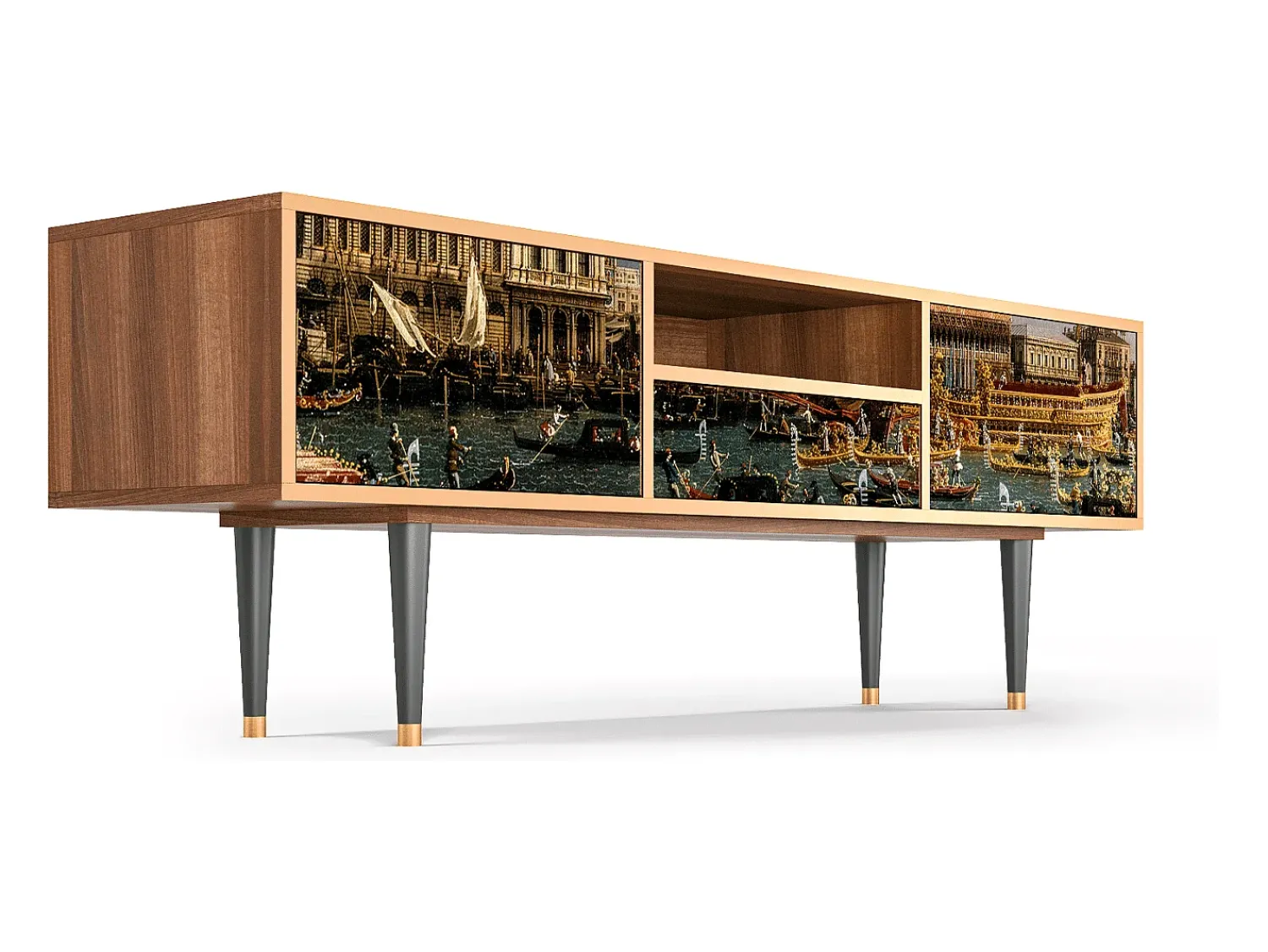 Móvel De Tv| Mueble de TV - 170х59х41 cm - T6 - The Bucintoro, Nogueira Castanho