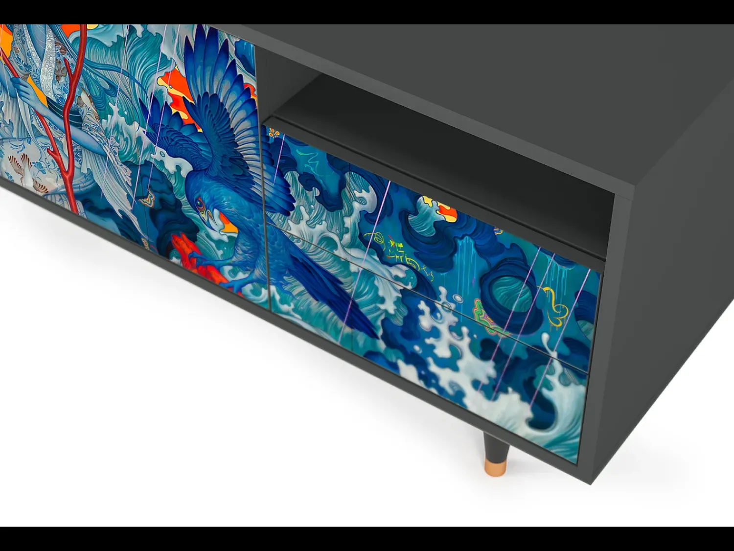 Mueble de TV - 125х56х41 cm - T7 - The Girl - James Jean, Antracite^ Móvel De Tv
