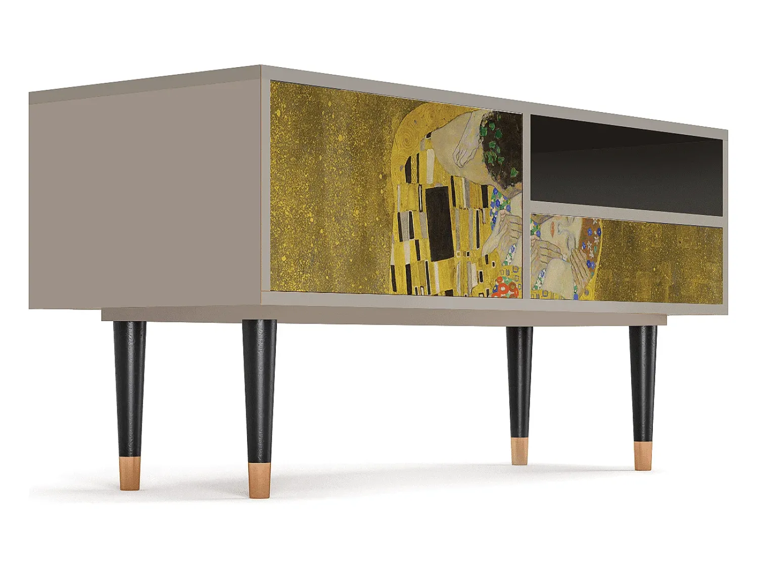 Mueble de TV - 115х59х48 cm - T3 - The Kiss by Klimt , Areia Bege