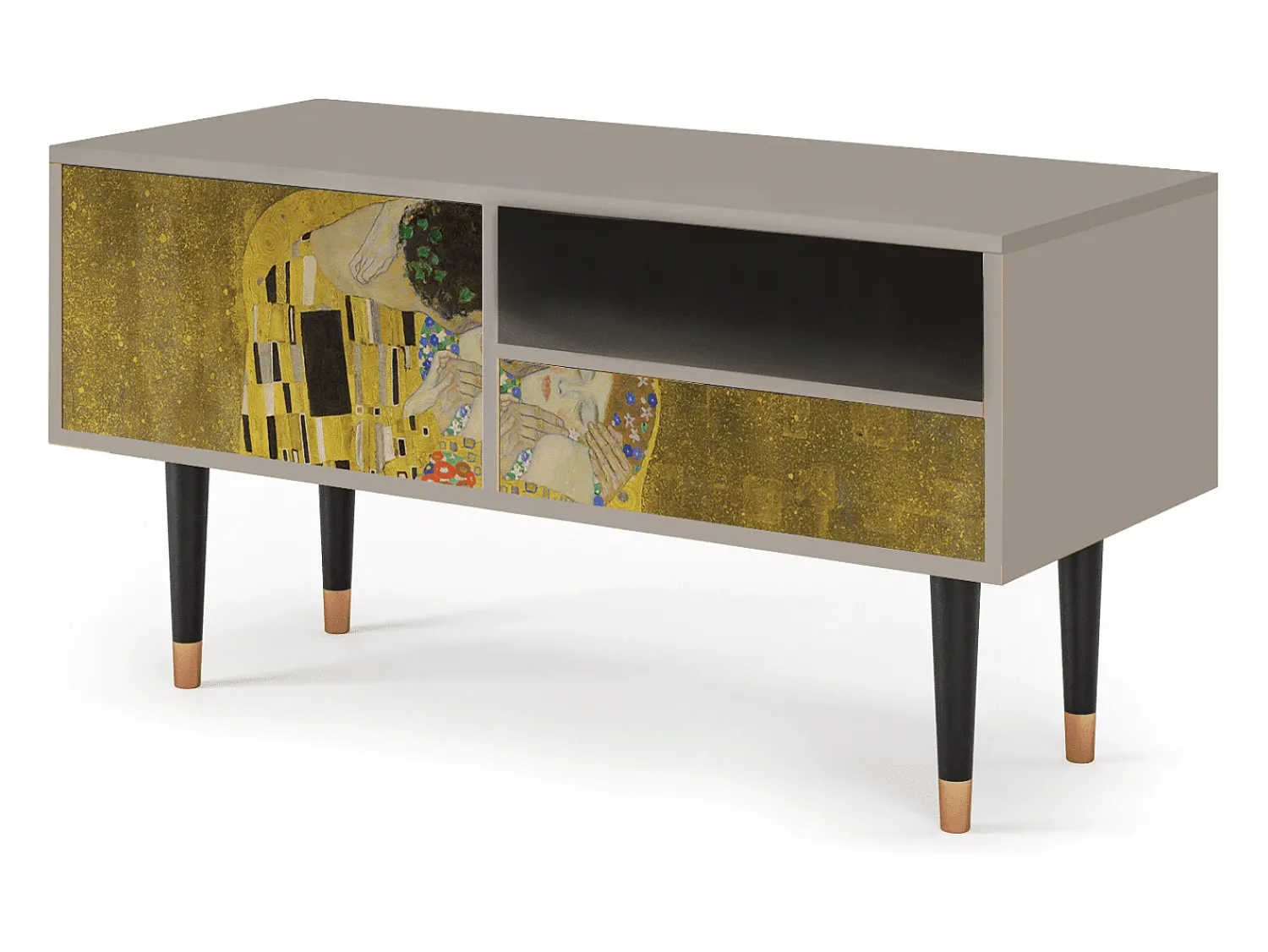 Mueble de TV - 115х59х48 cm - T3 - The Kiss by Klimt , Areia Bege