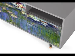 Móvel De Tv| Mueble de TV - 125х56х41 cm - T7 - The water lily pond , Cinza Cinzento