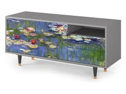 Móvel De Tv| Mueble de TV - 125х56х41 cm - T7 - The water lily pond , Cinza Cinzento