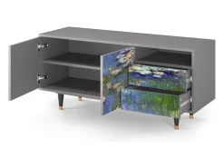 Móvel De Tv| Mueble de TV - 125х56х41 cm - T7 - The water lily pond , Cinza Cinzento