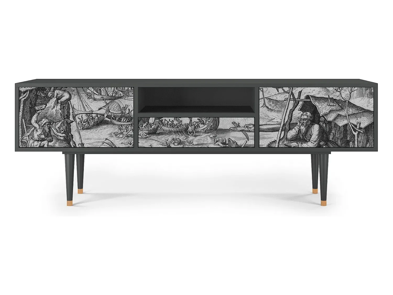 Móvel De Tv* Mueble de TV - 170х59х41 cm - T6 - The Temptation, Antracite Cinza antracite