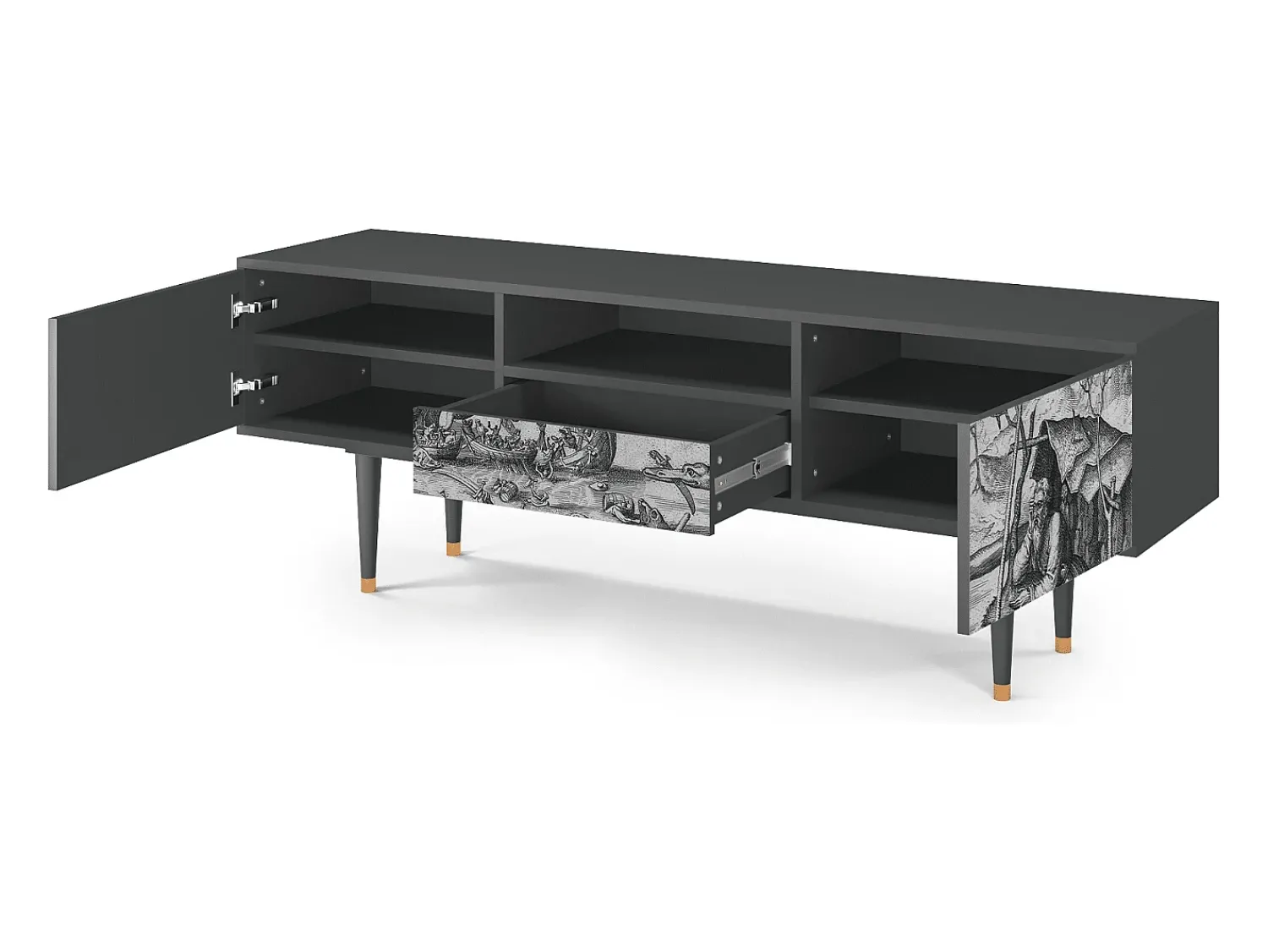 Móvel De Tv* Mueble de TV - 170х59х41 cm - T6 - The Temptation, Antracite Cinza antracite
