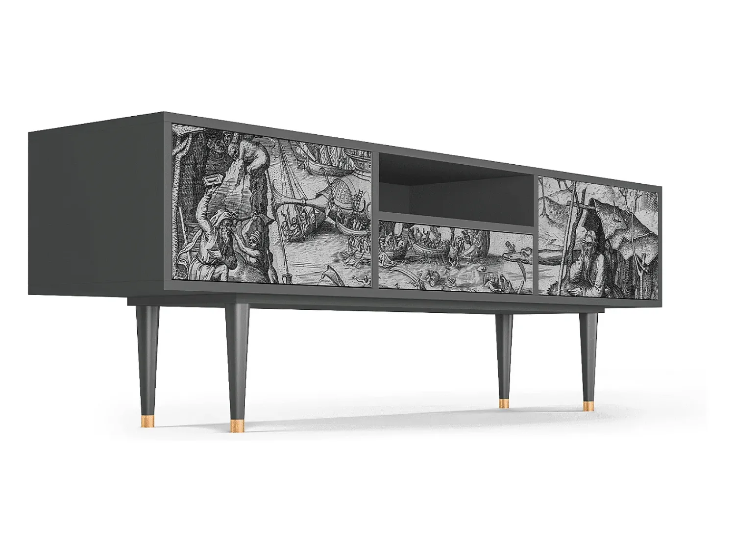 Móvel De Tv* Mueble de TV - 170х59х41 cm - T6 - The Temptation, Antracite Cinza antracite