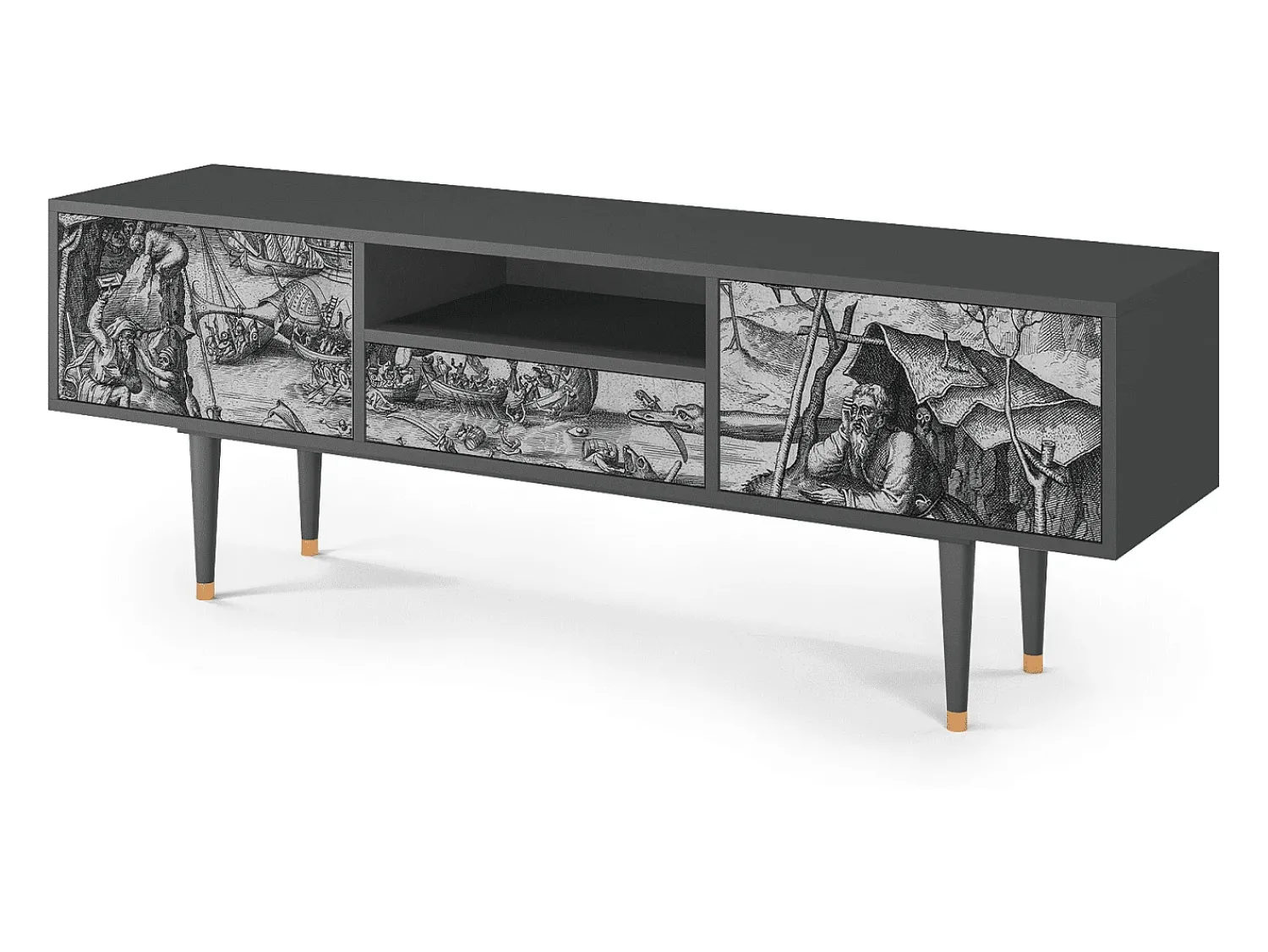 Móvel De Tv* Mueble de TV - 170х59х41 cm - T6 - The Temptation, Antracite Cinza antracite