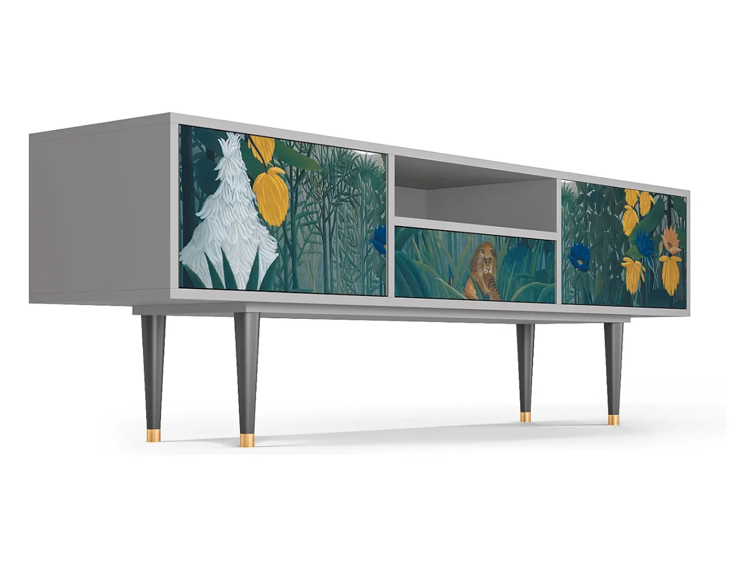Mueble de TV - 170х59х41 cm - T6 - The Repast of the Lion, Cinza Cinzento