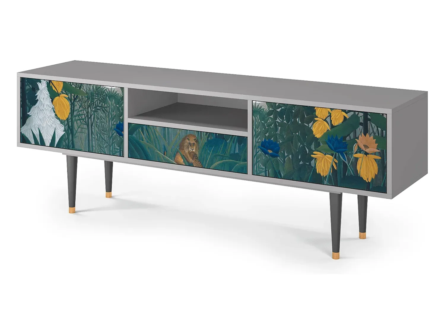 Mueble de TV - 170х59х41 cm - T6 - The Repast of the Lion, Cinza Cinzento