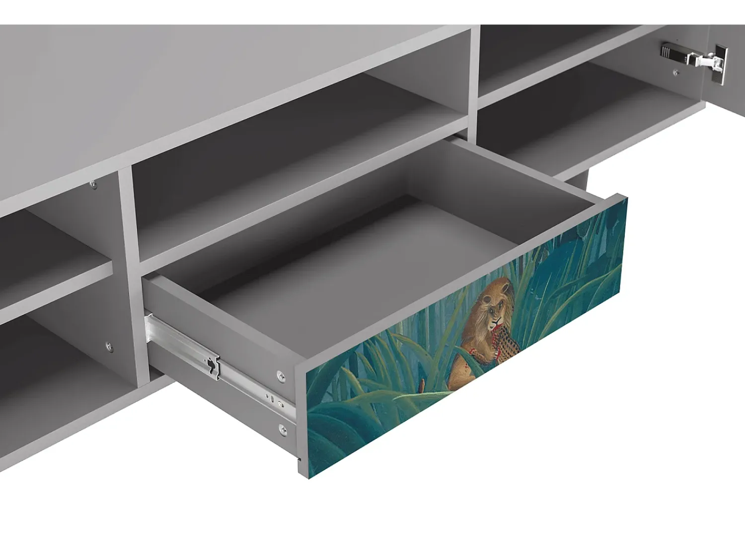 Mueble de TV - 170х59х41 cm - T6 - The Repast of the Lion, Cinza Cinzento