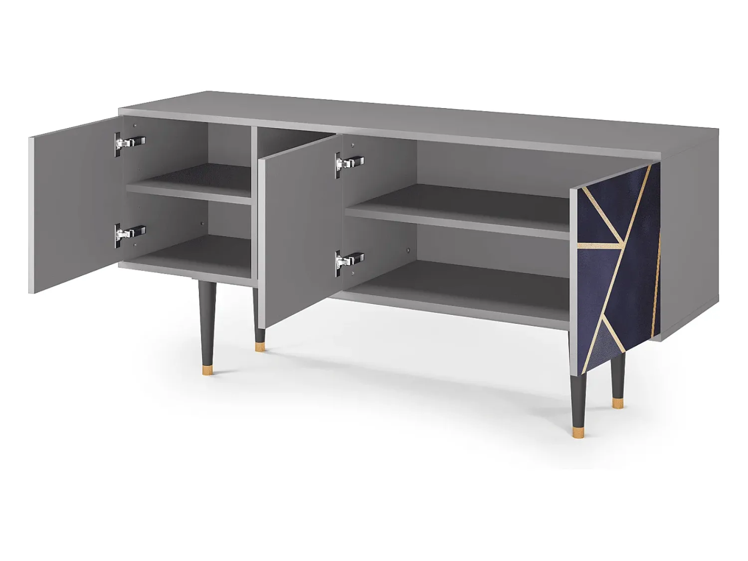 Móvel De Tv| Mueble de TV - 150х69х41 cm - T5 - The Amethyst, Cinza Cinzento