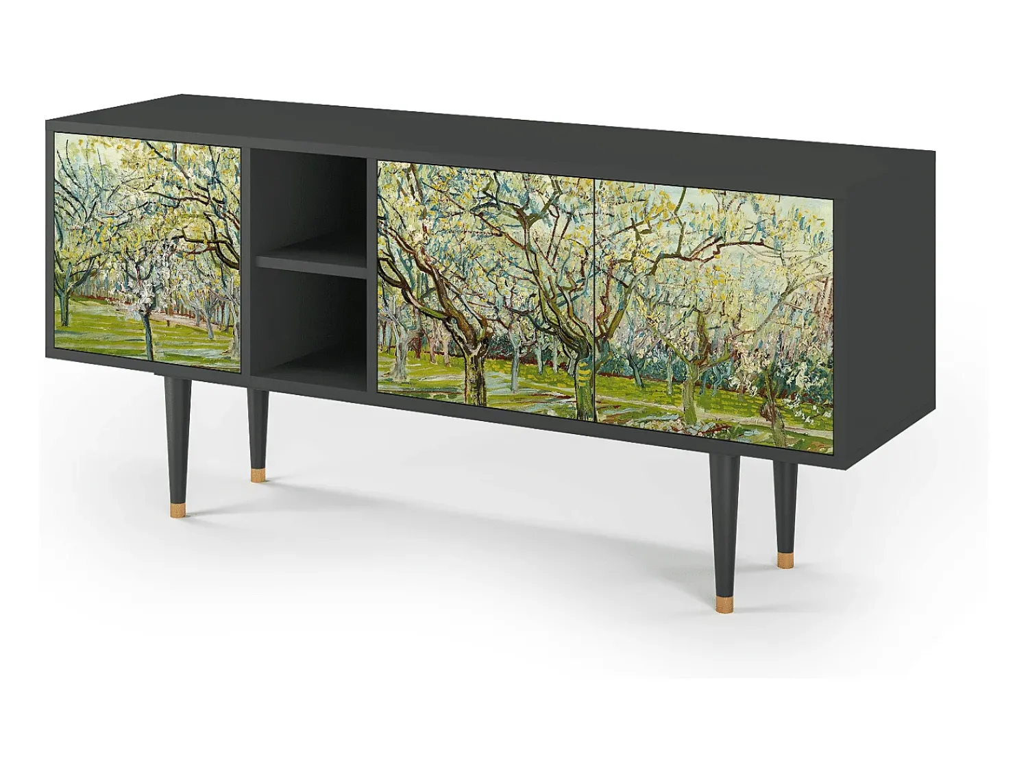 Mueble de TV - 150х69х41 cm - T5 - The Branco Orchard, Antracite^ Móvel De Tv