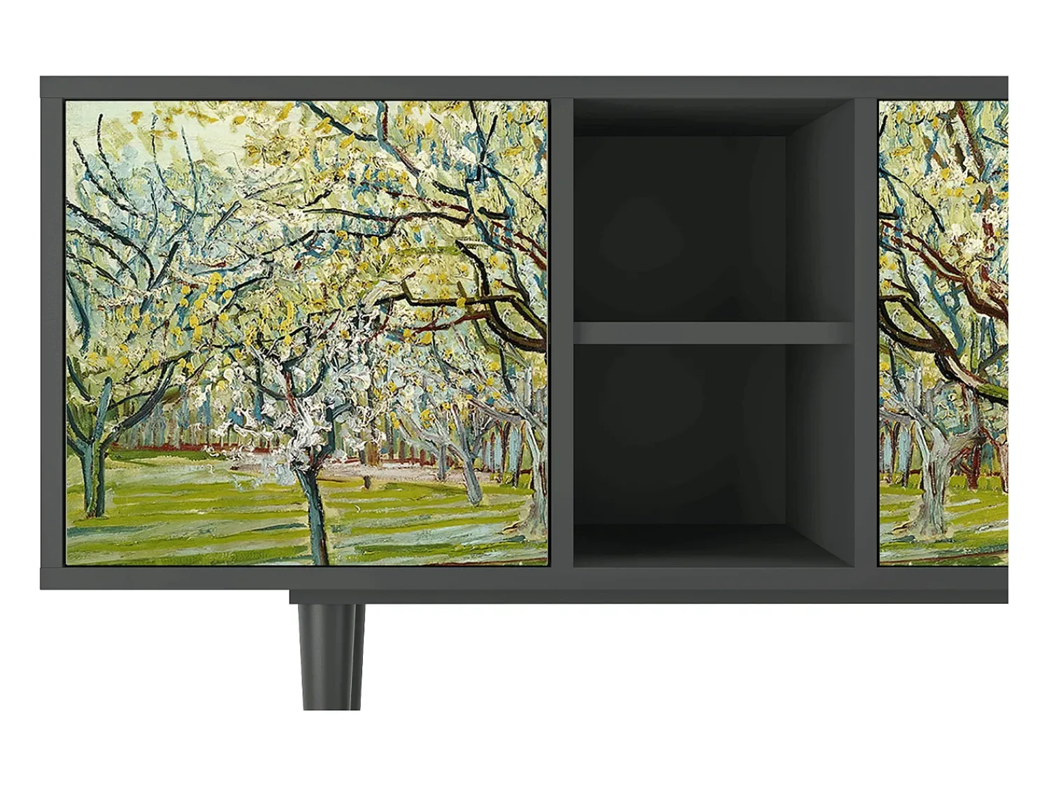 Mueble de TV - 150х69х41 cm - T5 - The Branco Orchard, Antracite^ Móvel De Tv