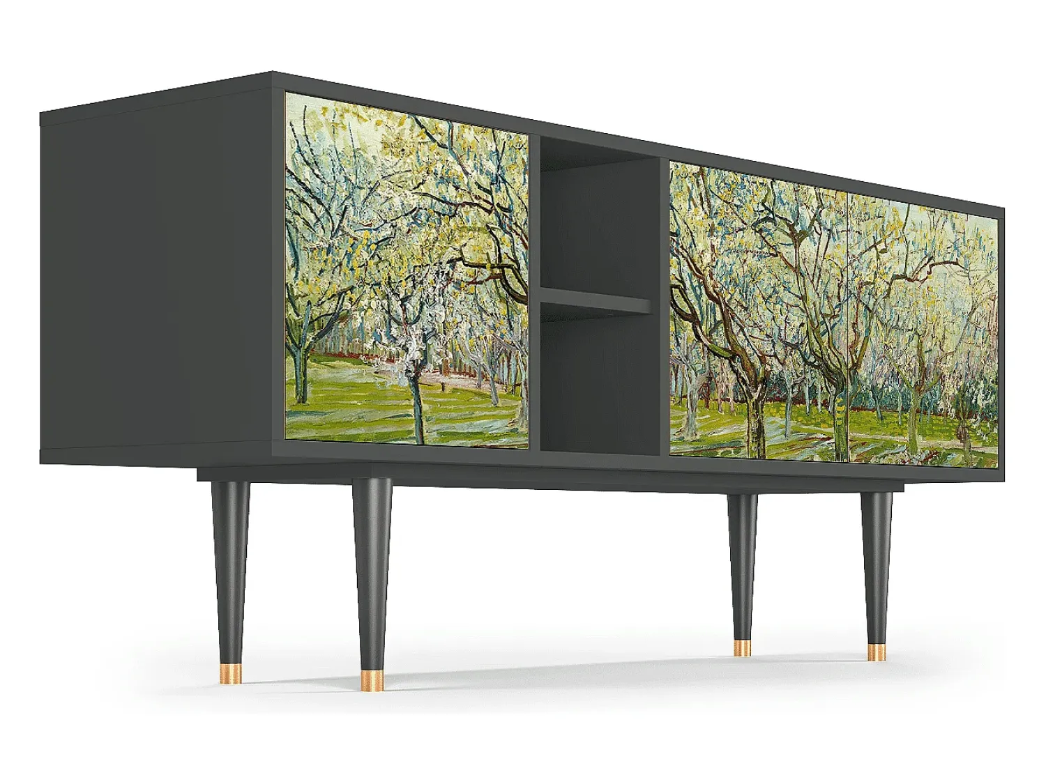 Mueble de TV - 150х69х41 cm - T5 - The Branco Orchard, Antracite^ Móvel De Tv