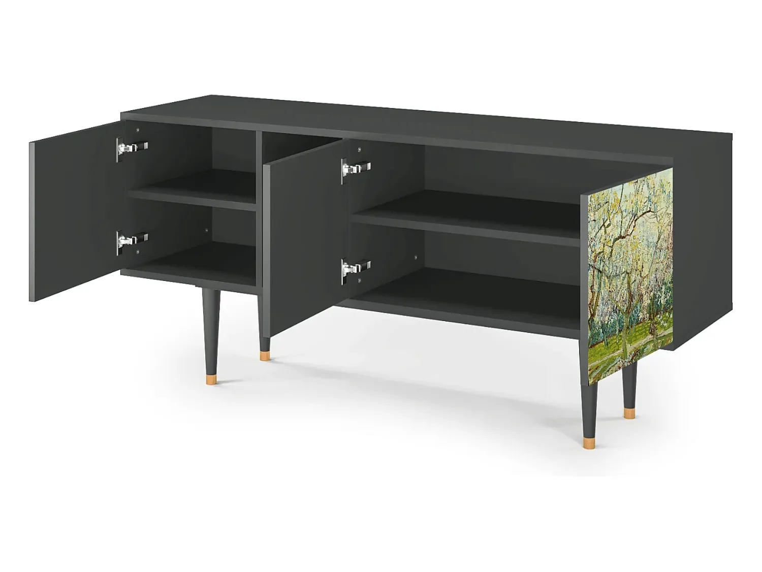 Mueble de TV - 150х69х41 cm - T5 - The Branco Orchard, Antracite^ Móvel De Tv