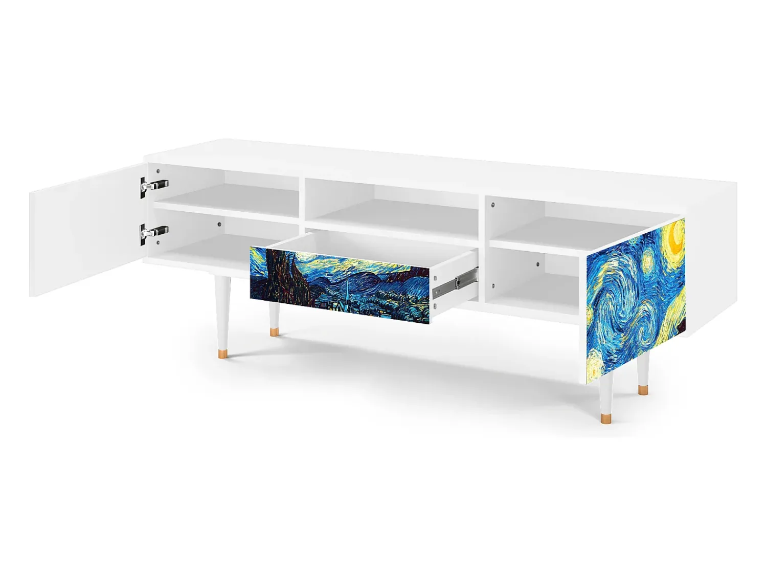 Mueble de TV - 170х59х41 cm - T6 - The Starry Night , Branco Bege