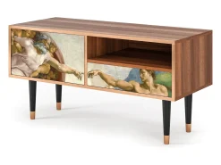 Hot Mueble de TV - 115х59х48 cm - T3 - The Creation of Adam, Nogueira Castanho