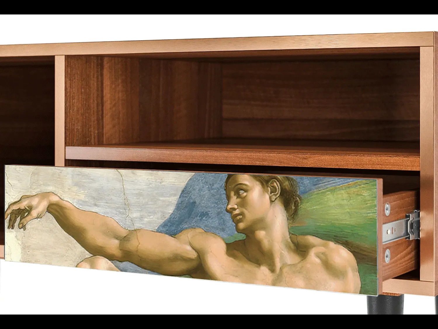 Hot Mueble de TV - 115х59х48 cm - T3 - The Creation of Adam, Nogueira Castanho
